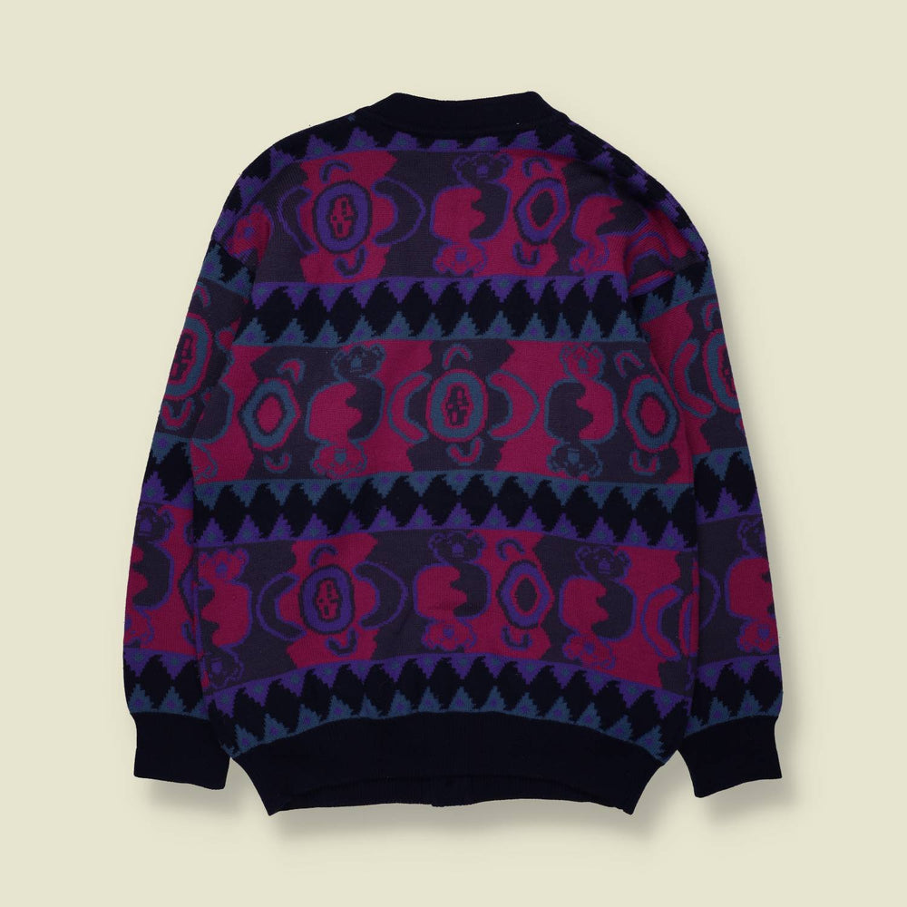 1980s | Halifax Bay | Koala Novelty Cardigan | Purple Multi - S