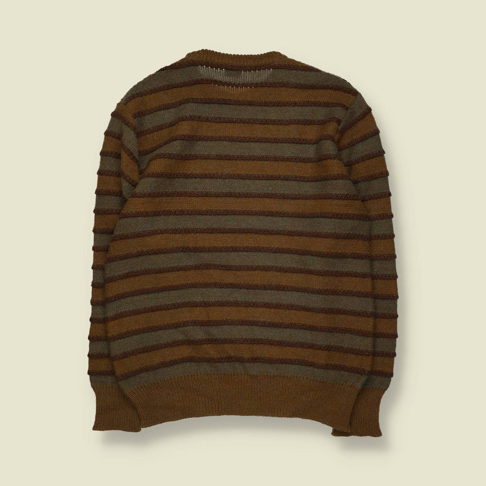 1980s | Ellesse | Striped Knit | Brown & Grey | Made in Italy - S