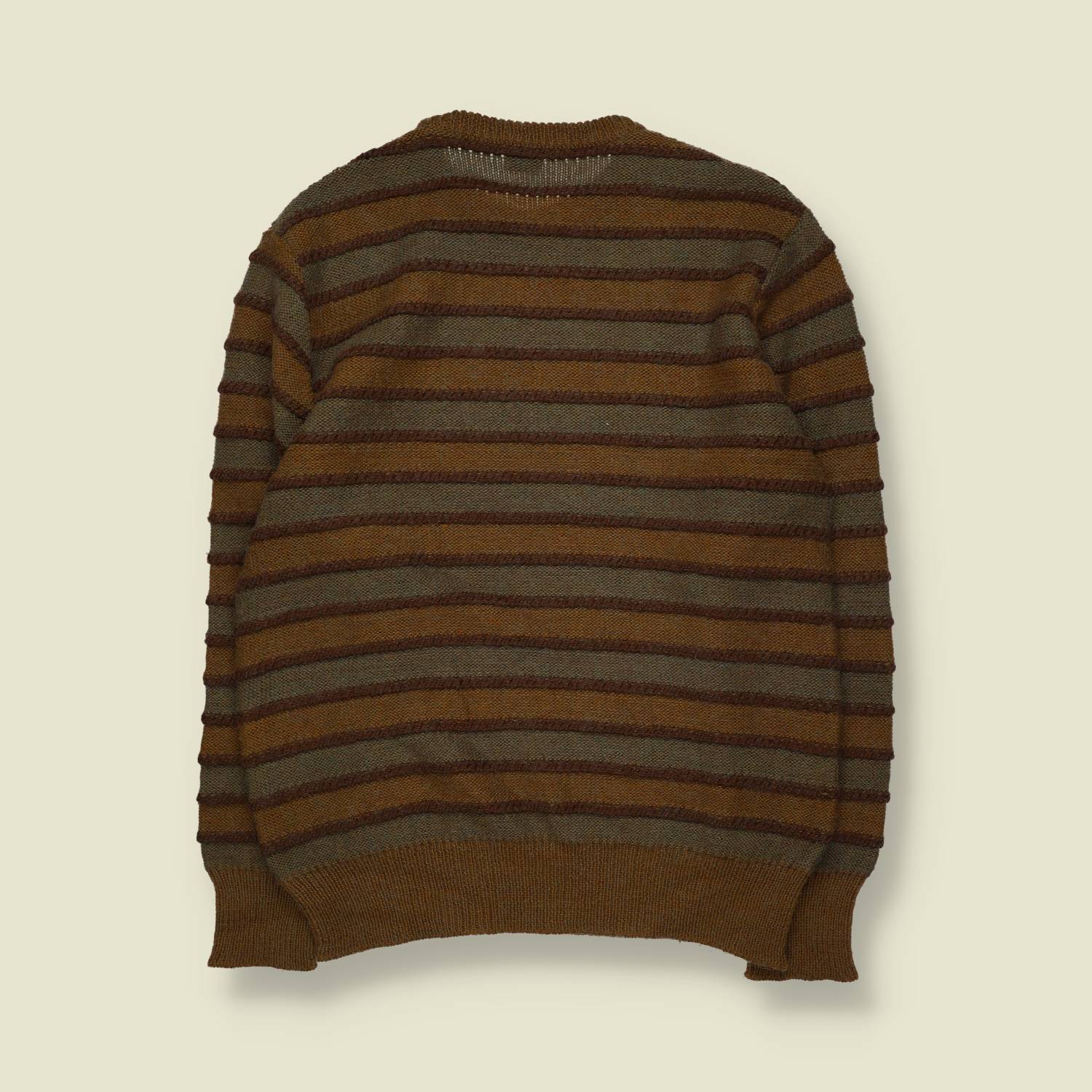 1980s | Ellesse | Striped Knit | Brown & Grey | Made in Italy - S