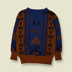1980s | Knit | Blue & Brown - M