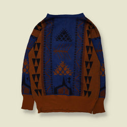 1980s | Knit | Blue & Brown - M