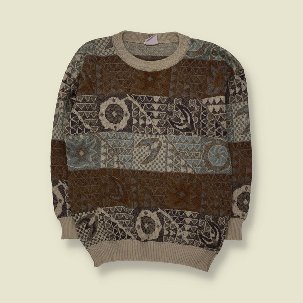 1980s | Knit | Brown & Blue - M