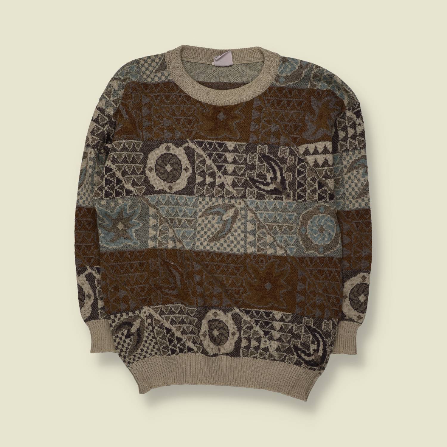 1980s | Knit | Brown & Blue - M