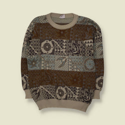 1980s | Knit | Brown & Blue - M