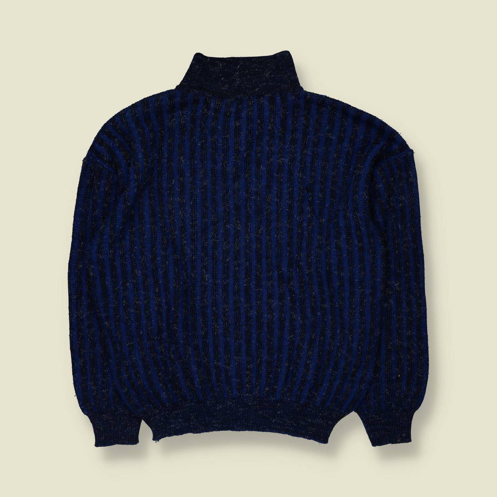 1980s | Him | Collared Knit | Navy & Black - M