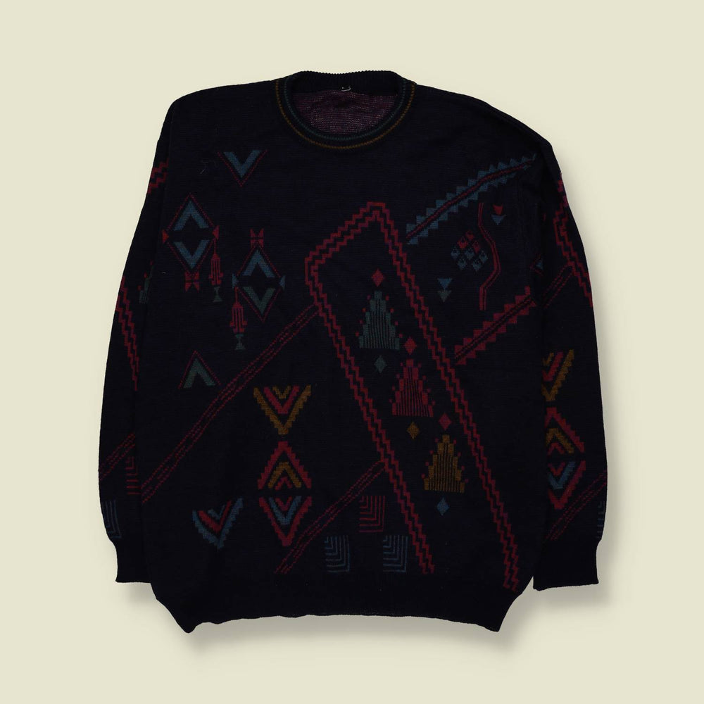 1980s | Knit | Navy Multi - L