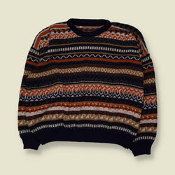 1980s | Fair Isle Knit | Navy & Rust | Boxy Fit - 3XL