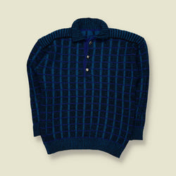 1980s | Knit | Navy Check - M
