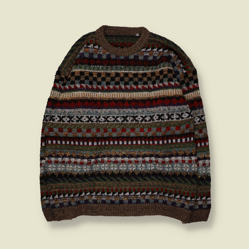 1980s | Fair Isle Knit | Brown Multi - XXL