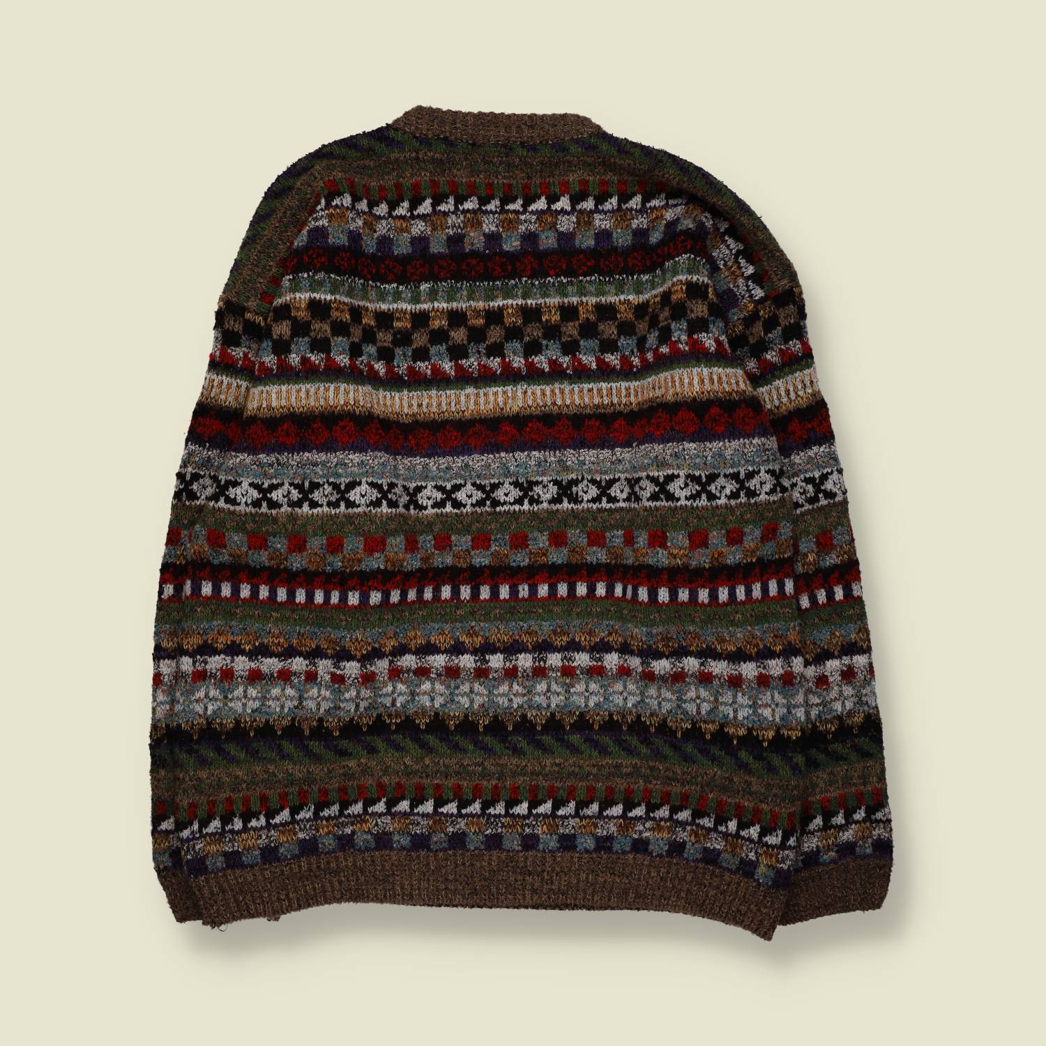 1980s | Fair Isle Knit | Brown Multi - XXL