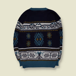 1980s | Enrico Golani | Fair Isle Knit | Navy Multi - L