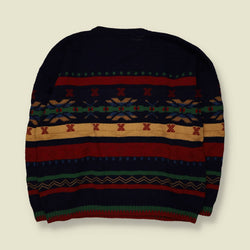 1980s | Olly Gan | Fair Isle Knit | Navy Multi - XXL