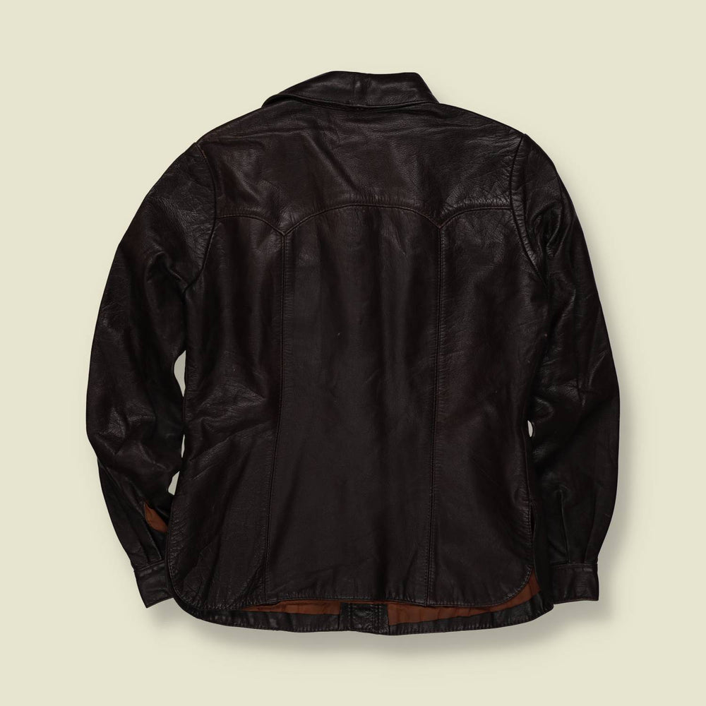 1970s | Unbranded | Leather Shirt Jacket | Black - 10