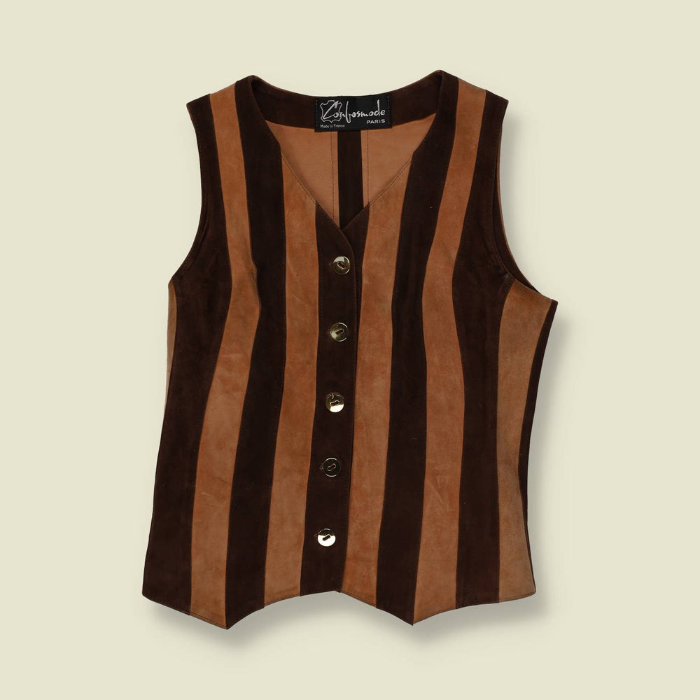 1970s | Confosmode | Suede Waistcoat | Brown Multi - 4