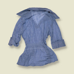 1970s | Unbranded | Deadstock Cotton Blouse | Blue - 8
