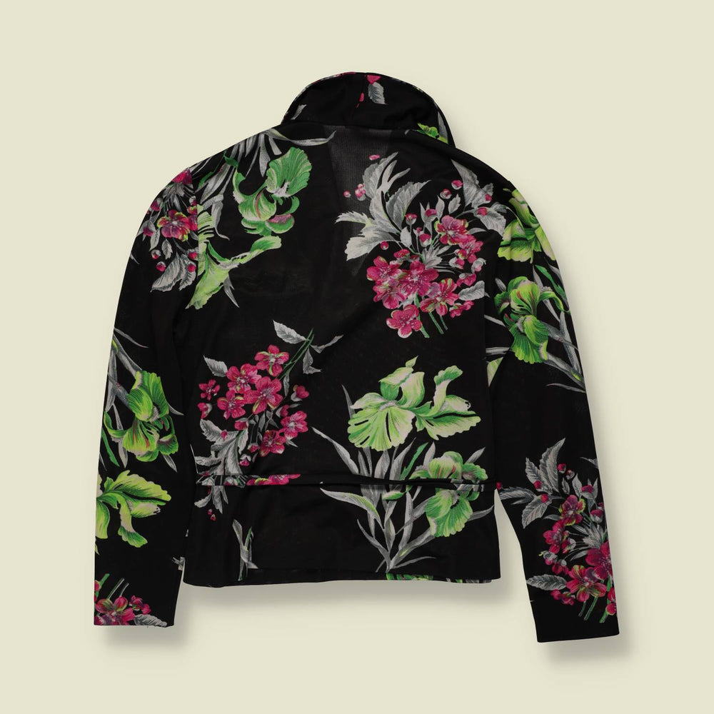 1970s | Unbranded | Floral Blouse | Black Multi - 14