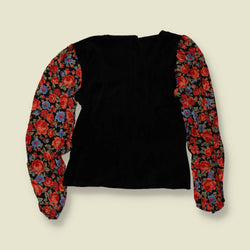 1970s | Lucie Linden | Velvet Blouse | Black Floral - 8