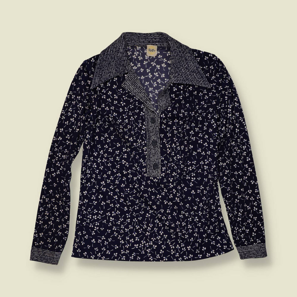 1970s | Ruffo | Blouse | Navy Floral - 6