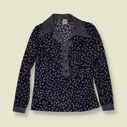 1970s | Ruffo | Blouse | Navy Floral - 6