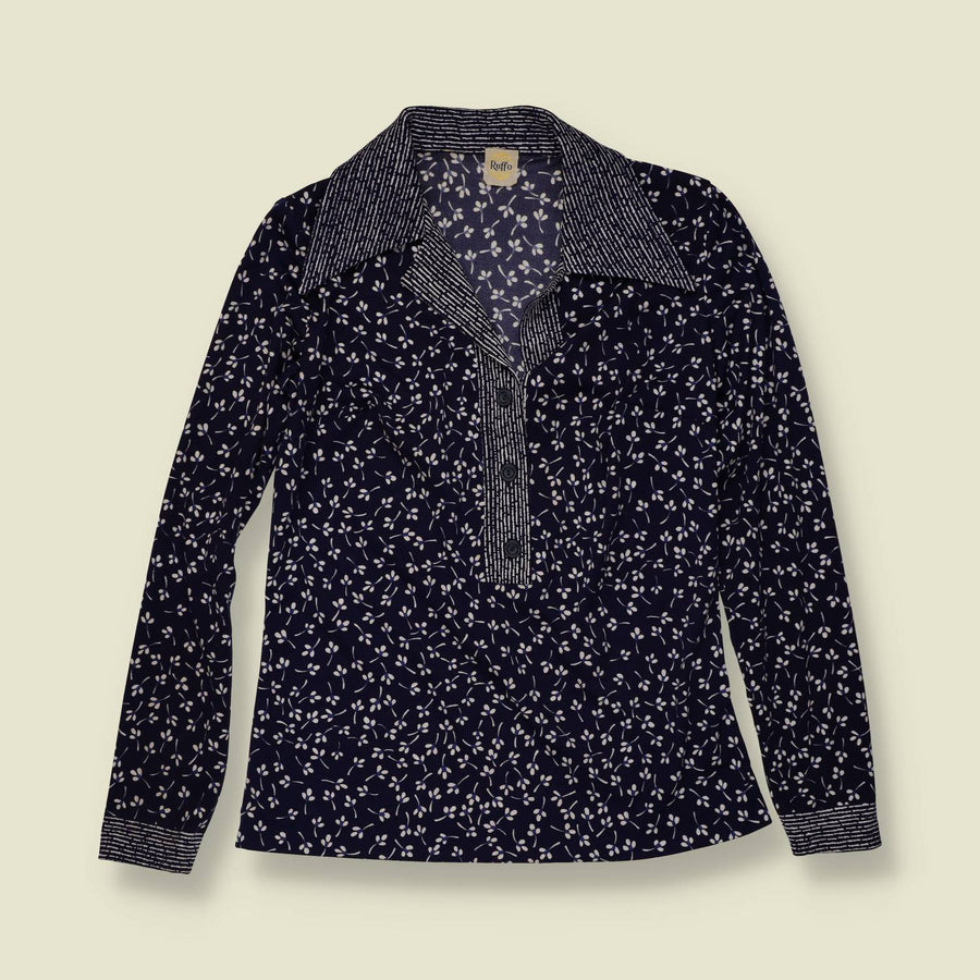 1970s | Ruffo | Blouse | Navy Floral - 6