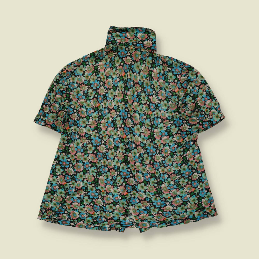 1970s | Floral Blouse | Black Multi - 12