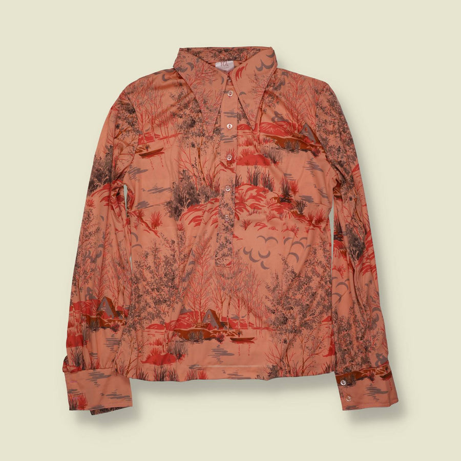 1970s | TGL | Landscape Blouse | Rust Multi - 10