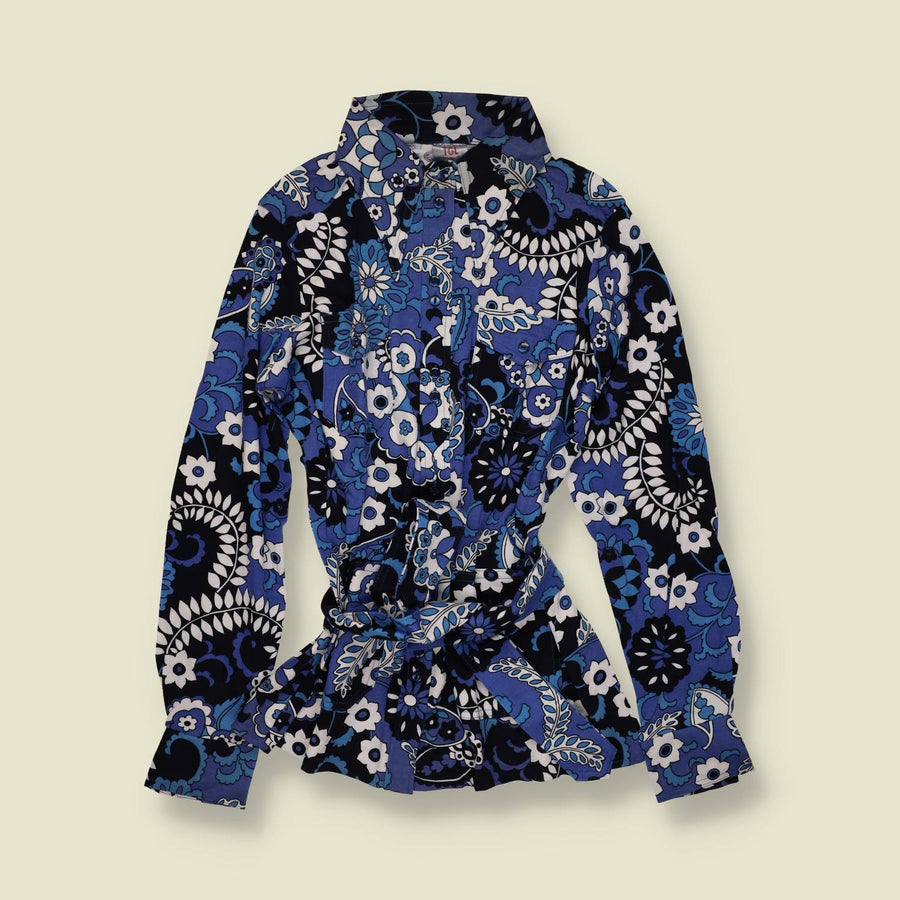 1970s | TGL | Deadstock Floral Blouse | Blue Multi - 8