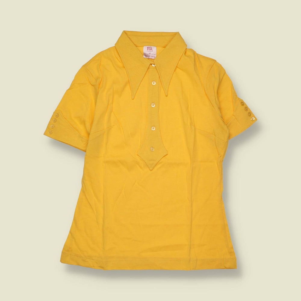 1970s | TGL | Deadstock Dagger Collar Blouse | Mustard Yellow - 8