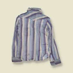 1970s | Deadstock Stripe Blouse | Blue Multi - 6