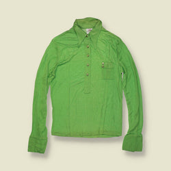 1970s | TGL | Deadstock Dagger Collar Blouse | Lime Green - 8