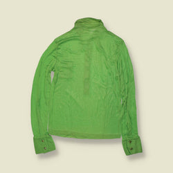 1970s | TGL | Deadstock Dagger Collar Blouse | Lime Green - 8