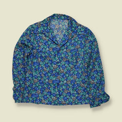 1970s | Floral Blouse | Blue & Turquoise - 10