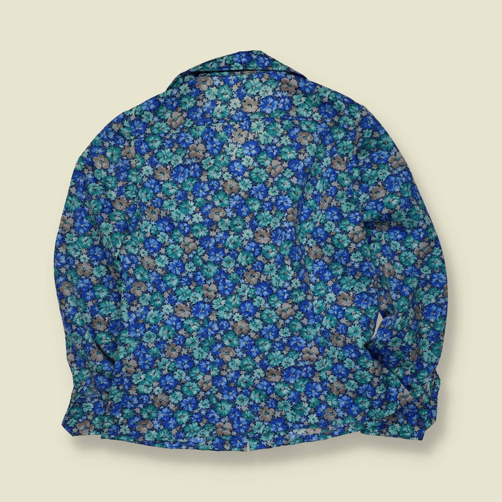 1970s | Floral Blouse | Blue & Turquoise - 10