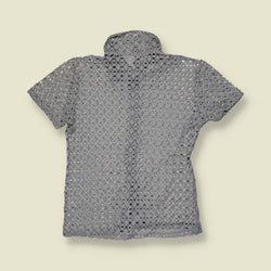 1970s | Crochet Lace Blouse | Grey - 6