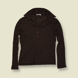 1970s | Polka Dot Blouse | Brown & Cream - 10
