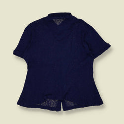 1970s | Sheer Knit Blouse | Navy - 10