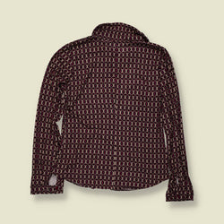 1970s | Geometric Print Blouse | Burgundy Multi - 8