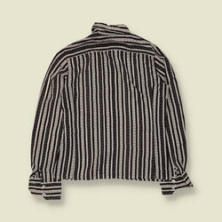 1970s | Stripe & Polka Dot Blouse | Black & Cream - 10