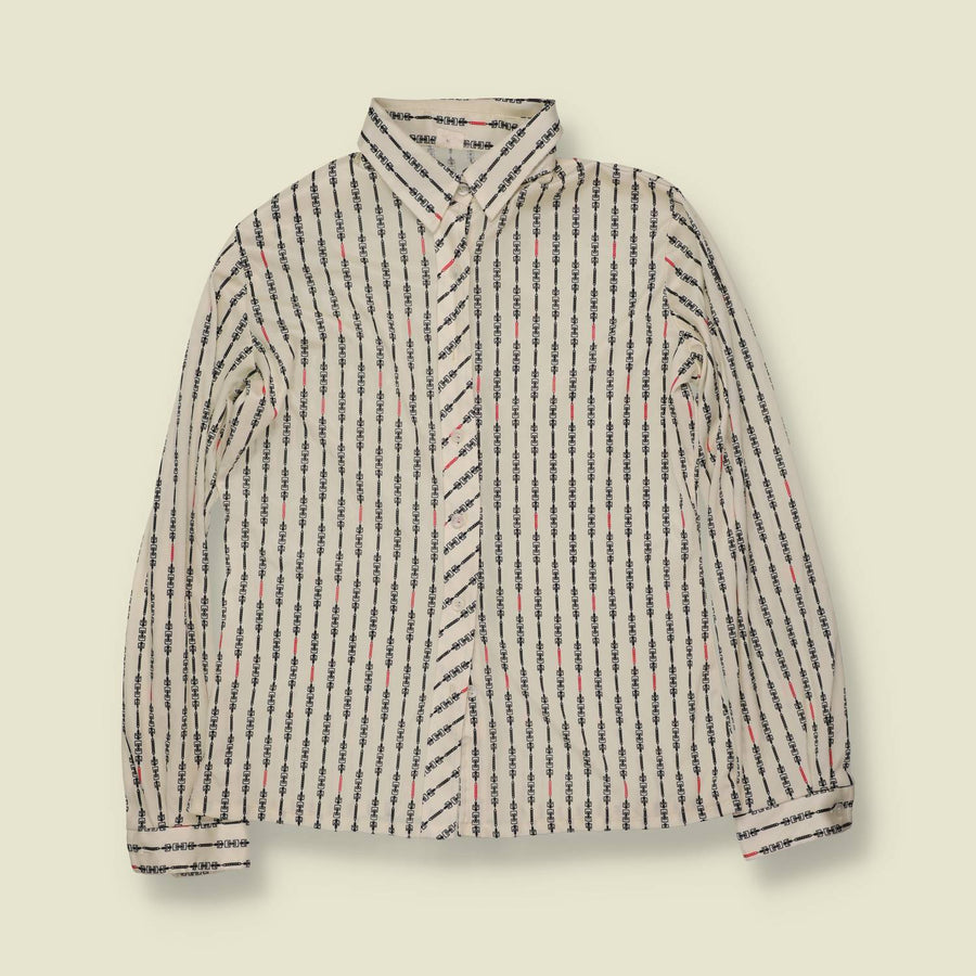 1970s | Geometric Stripe Blouse | Cream Multi - 12