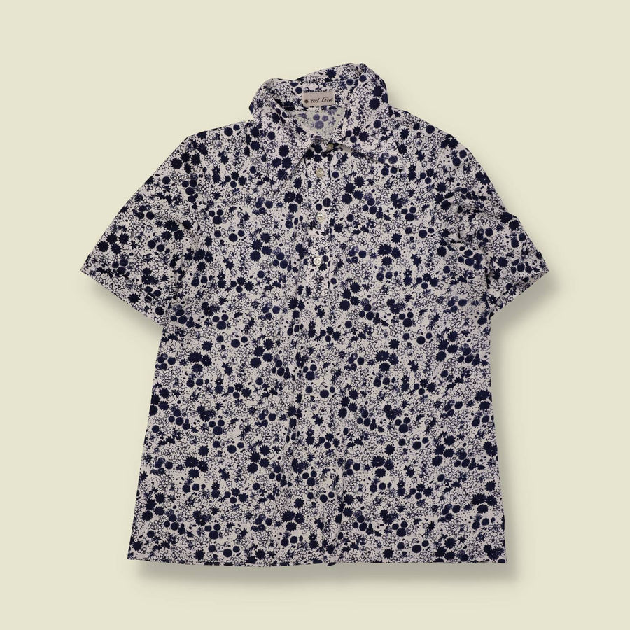 1970s | Red Line | Floral Blouse | Navy & White - 12