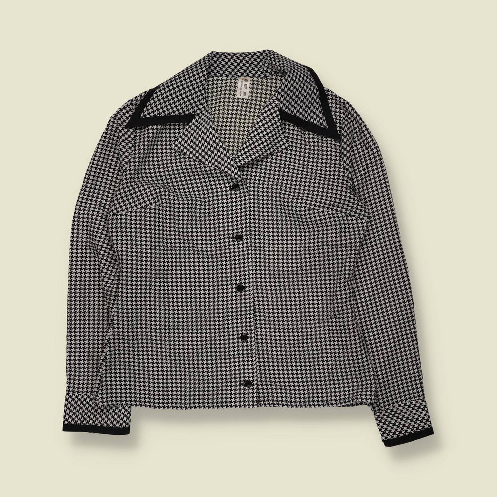 1970s | Houndstooth Blouse | Black & White - 12