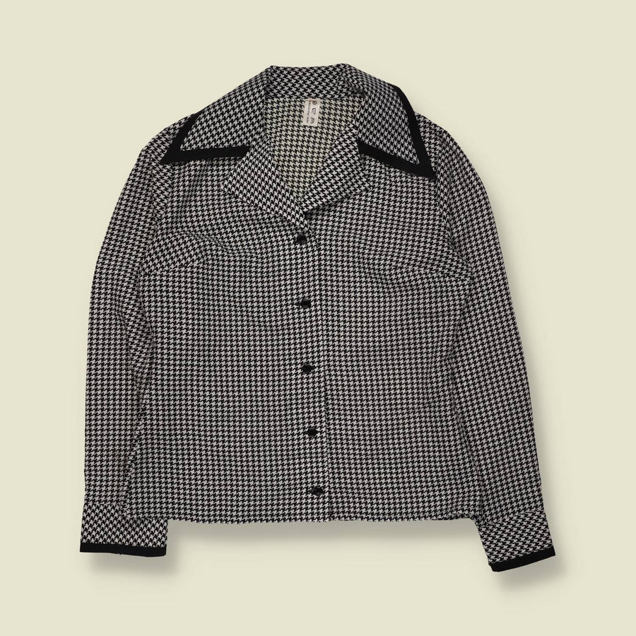1970s | Houndstooth Blouse | Black & White - 12
