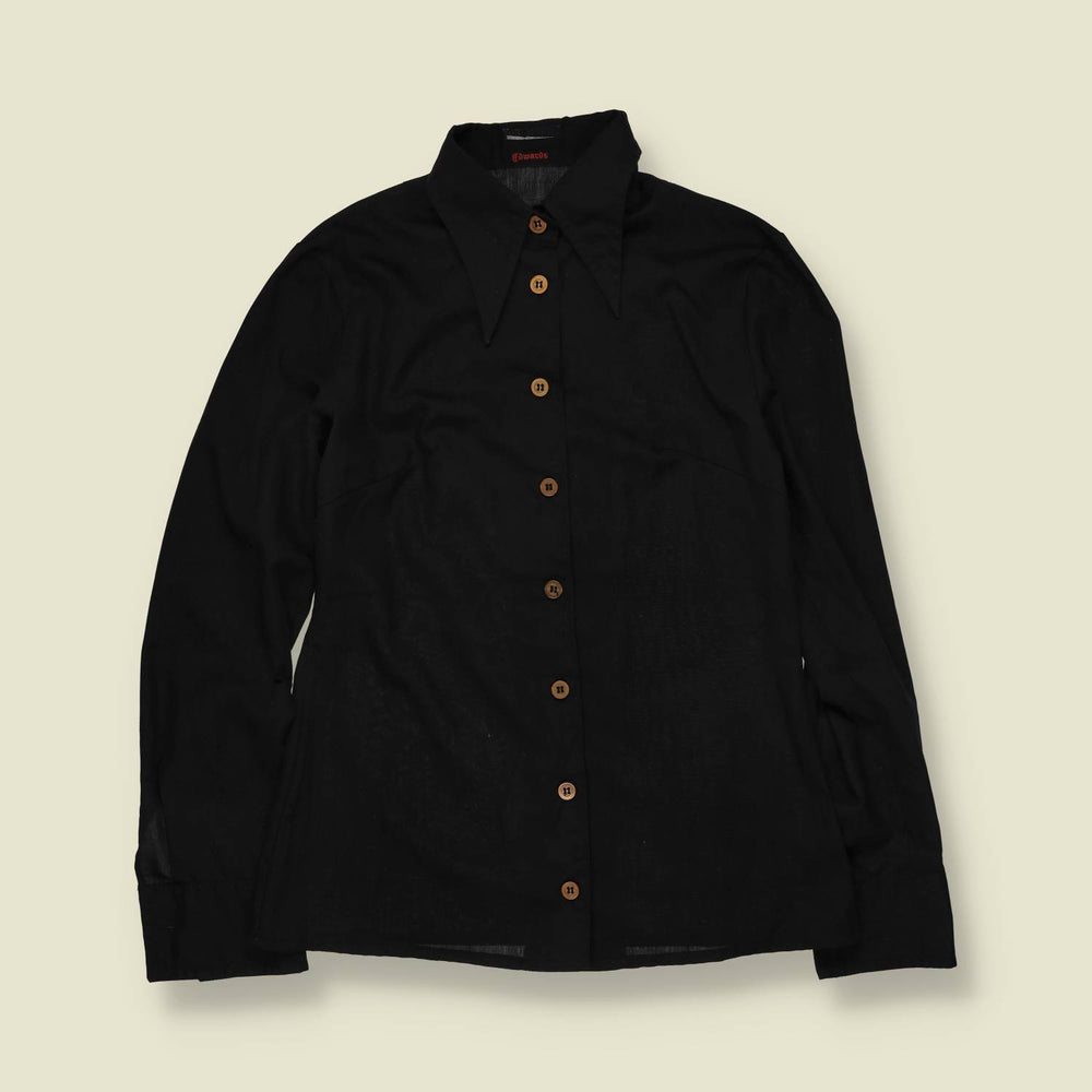 1970s | Edwards | Dagger Collar Blouse | Black - 8