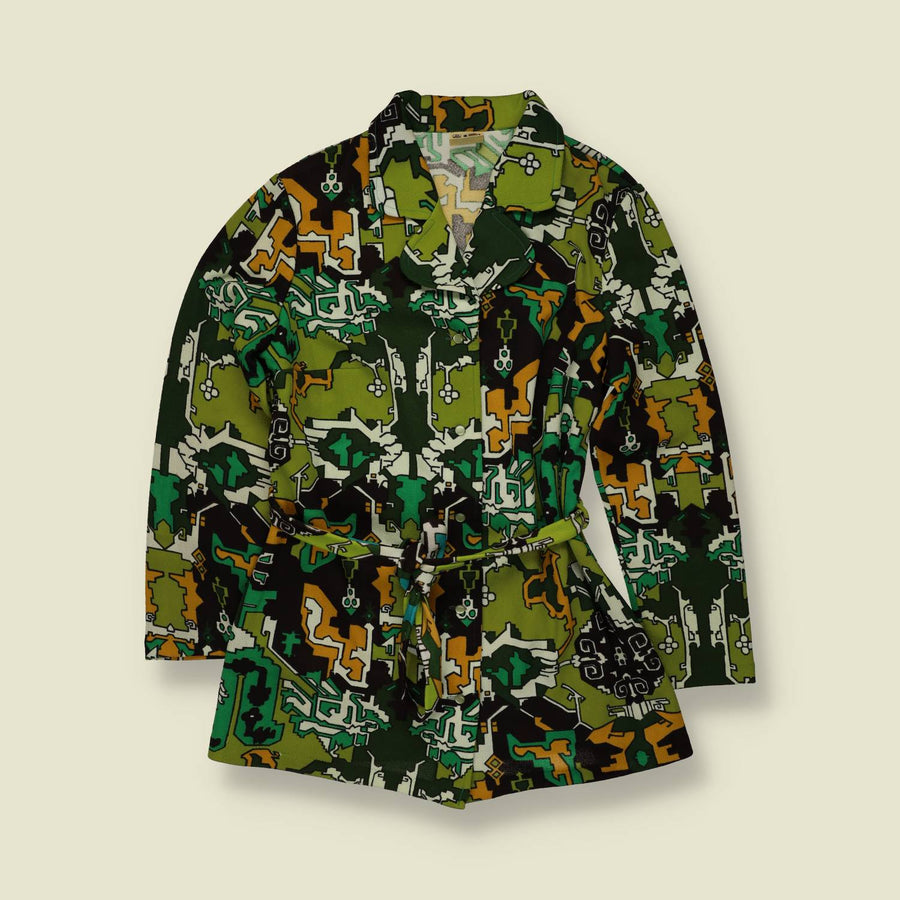 1960s | Abstract Print Blouse | Green Multi - 12
