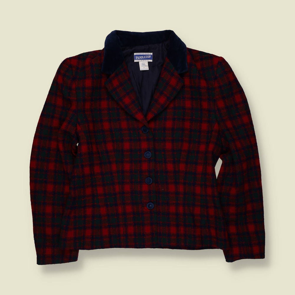 1980s | Pendleton | Tartan Wool Blazer | Red & Green - 10
