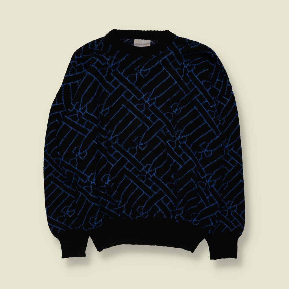 1980s | Nuovo Moda | Knit | Blue & Black - XL