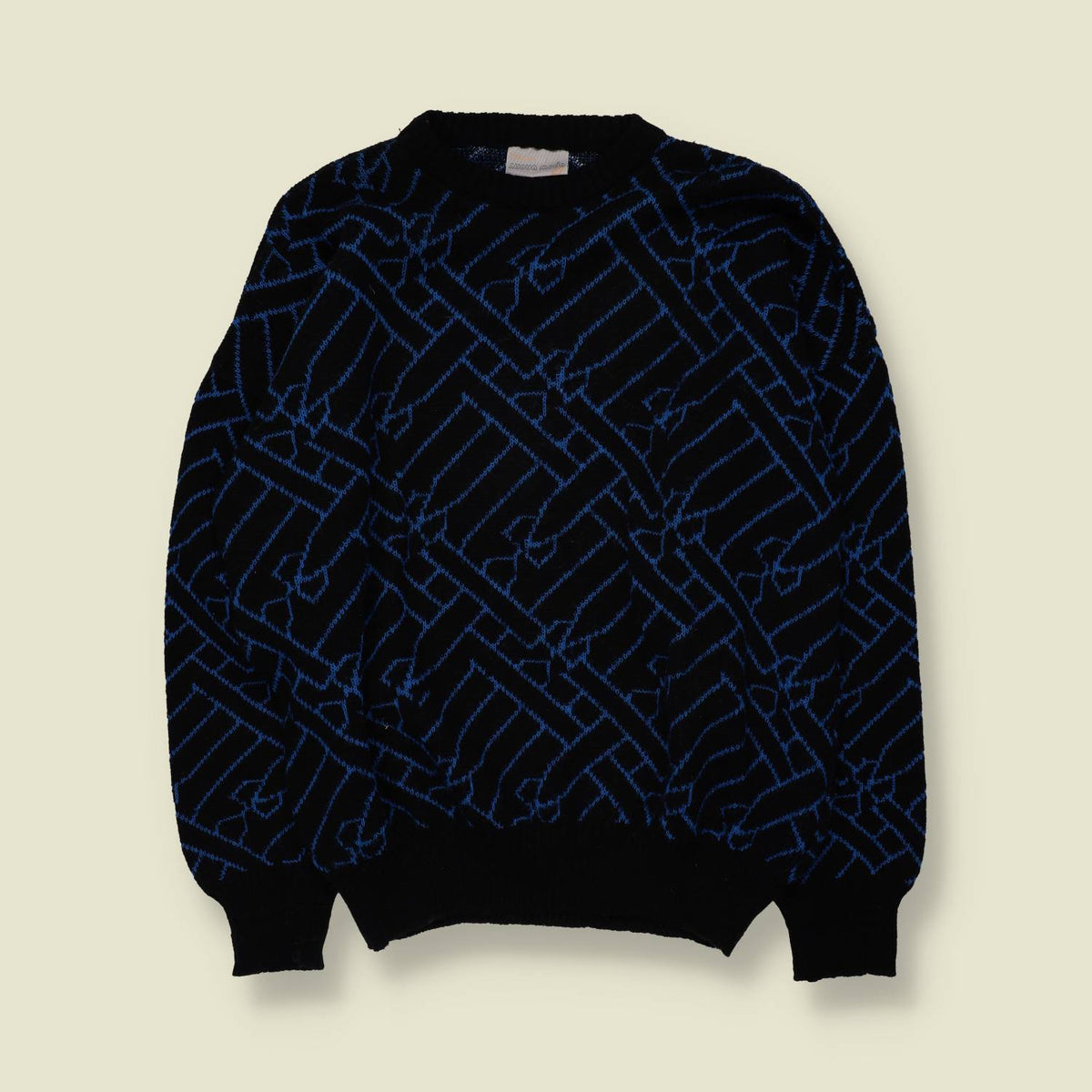 1980s | Nuovo Moda | Knit | Blue & Black - XL