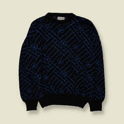1980s | Nuovo Moda | Knit | Blue & Black - XL