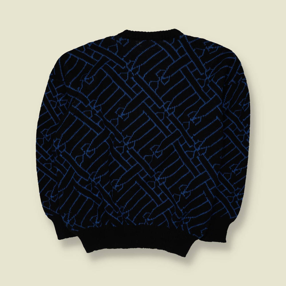 1980s | Nuovo Moda | Knit | Blue & Black - XL