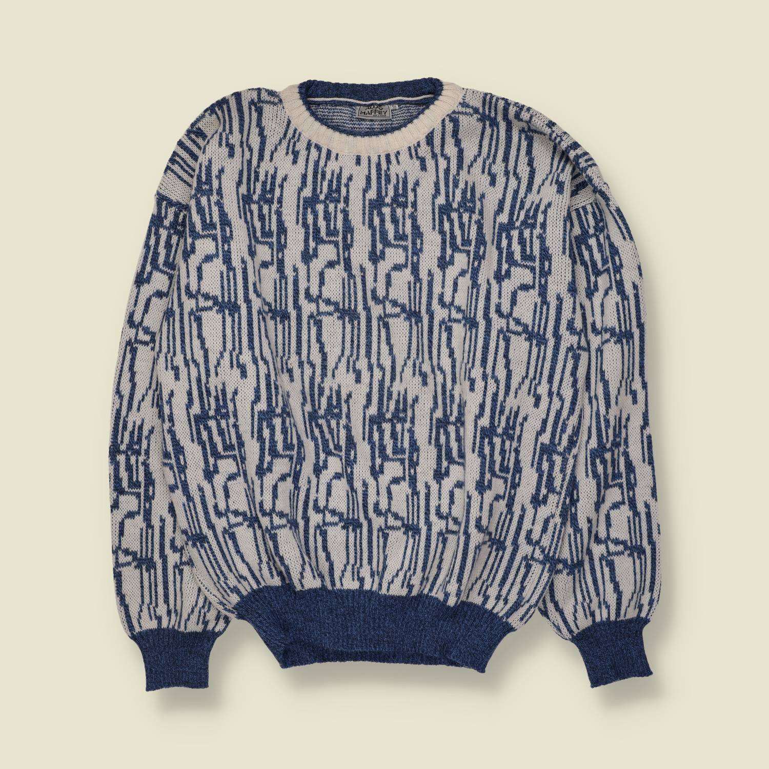 1980s | Maffey | Knit | Blue & Cream - L